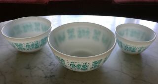 Vintage Pyrex Turquoise Amish Butterprint Nesting Mixing Bowls 401 402 403 5