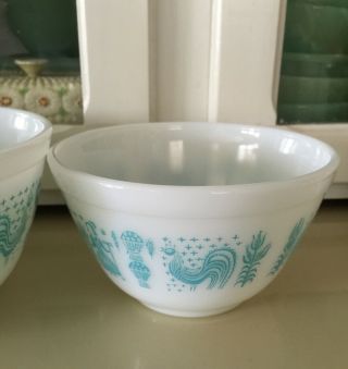 Vintage Pyrex Turquoise Amish Butterprint Nesting Mixing Bowls 401 402 403 8