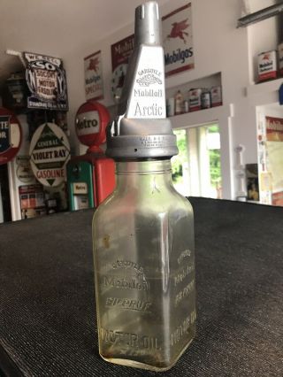 Rare Mobil Oil Bottle Gargoyle Filpruf Type A Diamond Glass