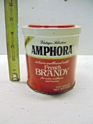 Old Vintage Amphora French Brandy Pipe Tobacco 6oz Can Tin Full W/ Advertisement