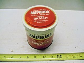 Old Vintage Amphora French Brandy Pipe Tobacco 6oz Can Tin Full w/ Advertisement 2