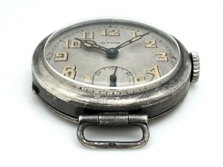 RARE CYMA 1915 - 1920 WWI MILITARY TRENCH STERLING SILVER 925 Dial RUNS 12