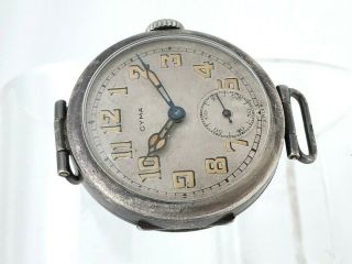Rare Cyma 1915 - 1920 Wwi Military Trench Sterling Silver 925 Dial Runs