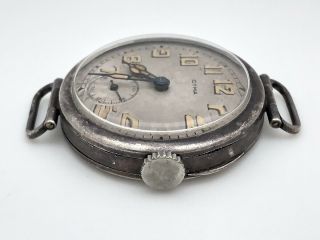 RARE CYMA 1915 - 1920 WWI MILITARY TRENCH STERLING SILVER 925 Dial RUNS 9