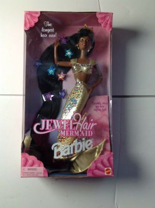 Vintage 1995 Jewel Hair Mermaid Barbie African - American.  Doll Mattel 14587 Rare