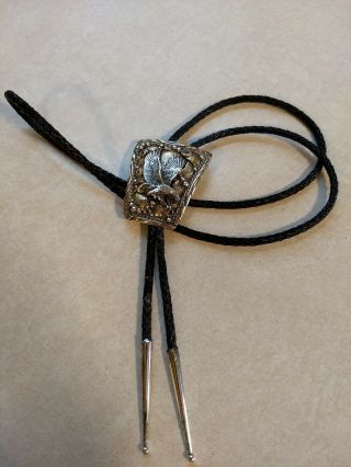 Vintage Signed Native American Sterling Silver & Gold Filled Bolo Tie 48 Grams