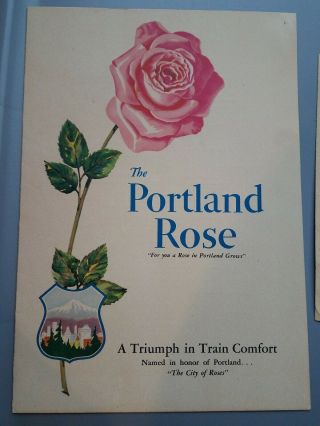The Portland Rose Dining Car Menu 6 - 21 - 32 Railroad Train Union Pacific Vintage
