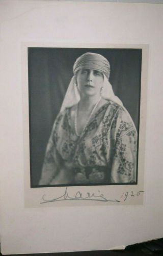 Queen Marie Of Romania Signed Photograph Bertram Park Of London Rare