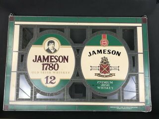 Vintage Glass Jameson Whiskey Pub Sign 1780 Premium Irish Whiskey 21”x14”