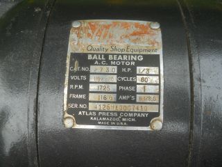 Vtg Atlas Ball Bearing Motor 1/3 HP - 5/8 Shaft 2