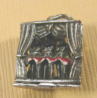 Mechanical Vintage Sterling Silver Enamel French Can - Can Dancers Charm