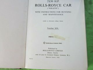 Vintage Rolls Royce 25/30 Wraith handbook 2