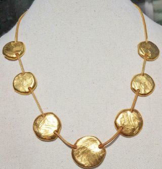 Stunning 24 " Vtg Signed Antigona Paris Brushed Gold Tone Couture Necklace Me1