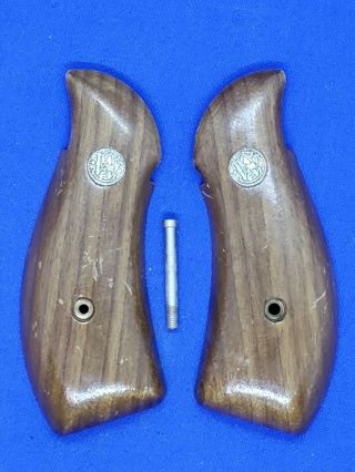 Factory Vintage Smith & Wesson K Frame Round Butt Smooth Wood Grips W/screw