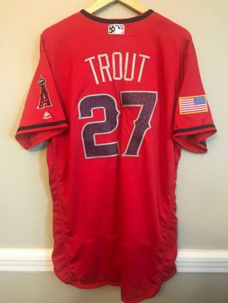 Mike Trout 2016 Angels July 4th Jersey Stars And Stripes Blue Authentic Rare