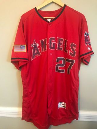 Mike Trout 2016 Angels July 4th Jersey Stars and Stripes Blue Authentic RARE 3