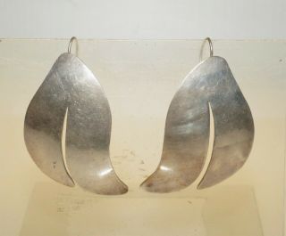 Large Vintage Mexico Sterling Silver 925 Pierced Earrings 2.  25 " 16.  2 Grams