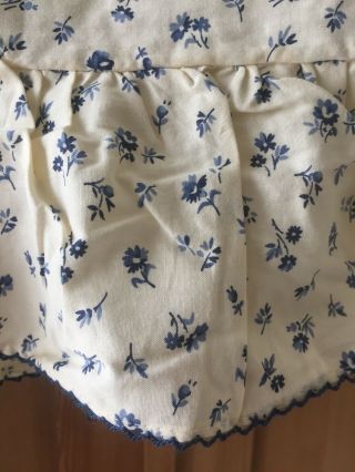 Rare Vtg.  Ralph Lauren Queen Ruffled Flat Sheet Blue Colchester Floral Nwot