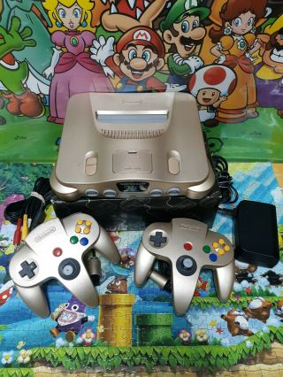 Gold N64 Nintendo 64 Oem Usa Video Game Console System Rare Toys R Us Version.