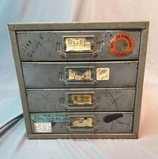 Vintage Fishing Rod Line Guide Parts In Metal Union Utility Cabinet