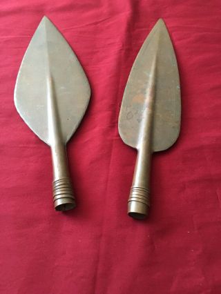 Vintage African 2 Spear Heads Of Various Forms