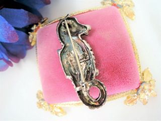 GORGEOUS HEAVY STERLING SILVER OPAL INLAY SEAHORSE BROOCH ESTATE COLLECTOR 4