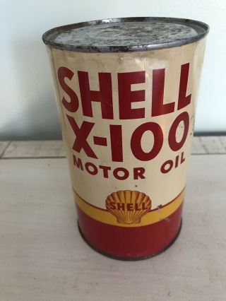 Full Antique Shell X - 100 Imperial Quart Motor Oil Tin Can Vintage Cans Gas