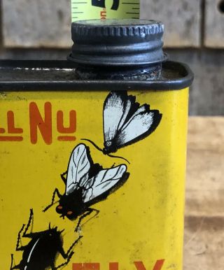 RARE Vintage ALL NU Fly And Insect Poison Spray Tin Litho Can 5x3 Great Graphics 7