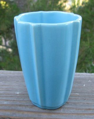 Vintage Catalina Pottery Turquoise Starlight Vase 5 