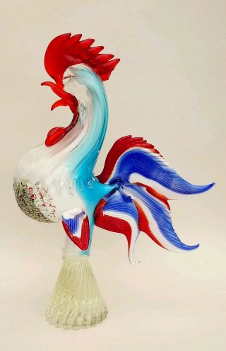 Vintage1960s Murano Art Glass Rooster Cockerel Large 15.  5 " Tall Italy