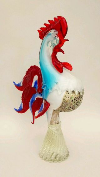 Vintage1960s Murano Art Glass ROOSTER COCKEREL Large 15.  5 