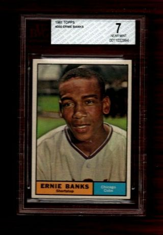 Vintage 1961 Topps 350 Ernie Banks Chicago Cubs Baseball Card Bvg 7 Nm