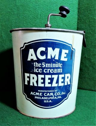 Vintage Acme Ice Cream Maker The 5 Minute Ice Cream Freezer