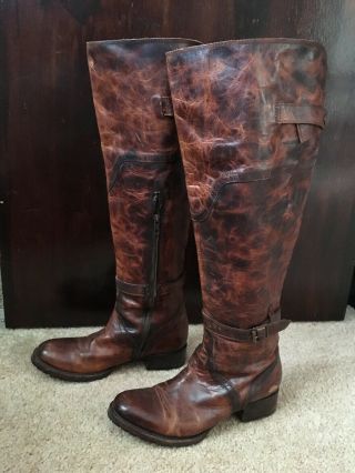 FREEBIRD BY STEVEN ' QUEBEC ' OTK LEATHER BOOT COGNAC❤️SIZE 10❤️RARE❤️ MSRP $395 3