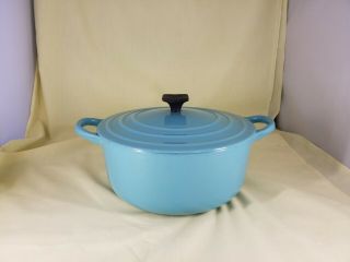 Vintage Le Creuset 2 Qt Blue Enameled Cast Iron 2 Quart Pot Dutch Oven