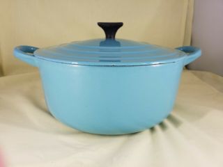 VINTAGE LE CREUSET 2 QT BLUE ENAMELED CAST IRON 2 QUART POT DUTCH OVEN 2