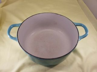 VINTAGE LE CREUSET 2 QT BLUE ENAMELED CAST IRON 2 QUART POT DUTCH OVEN 4