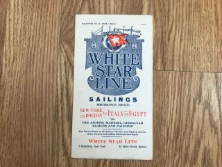 Vintage 1908 White Star Line Ship Sailings Brochure