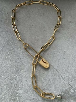 Burberry Crystal Daisy Kilt Pin Link Drop Necklace