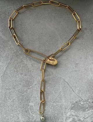 Burberry Crystal Daisy Kilt Pin Link Drop Necklace 2