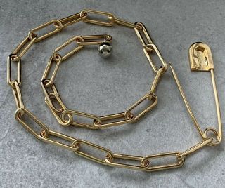 Burberry Crystal Daisy Kilt Pin Link Drop Necklace 3