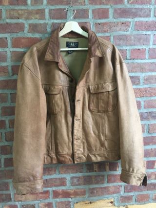 Rare Rrl Ralph Lauren Leather Jacket Size Large Mens $1800 Msrp