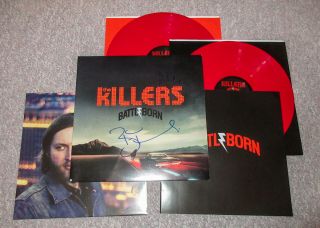 Rare Brandon Flowers & Vannucci Signed Killers Battle Born Red Vinyl Album Jsa