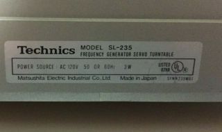 Vintage Technics SL - 235 Turntable - Parts/Repair 7