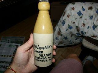 Vintage Mclaughlins Ginger Shandy - Ginger Beer Stone Crock Bottle Toronto