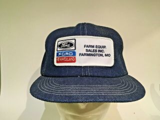 Vintage Ford Holland Denim Snapback Trucker Hat K - Products Farm Equip.  Sales