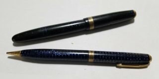 Boxed Vintage Parker Vacumatic Fountain Pen & Pencil Set Azur Blue 2