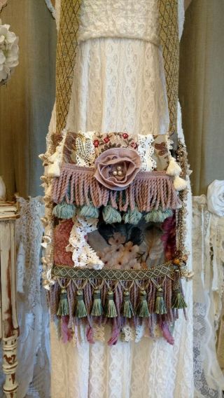 Handmade Fringe Bag Vintage Lace Jewelry Crossbody Floral Flower Purse Tmyers