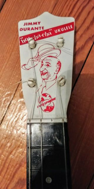 RARE Vintage Kitsch 1950 ' s Jimmy Durante Ukulele Instrument Toy by Emenee 2