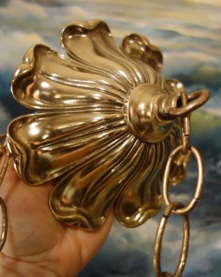 6.  5 " Vintage Italy Brass Bronze Ceiling Cap Canopy Chain Lamp Chandelier Part